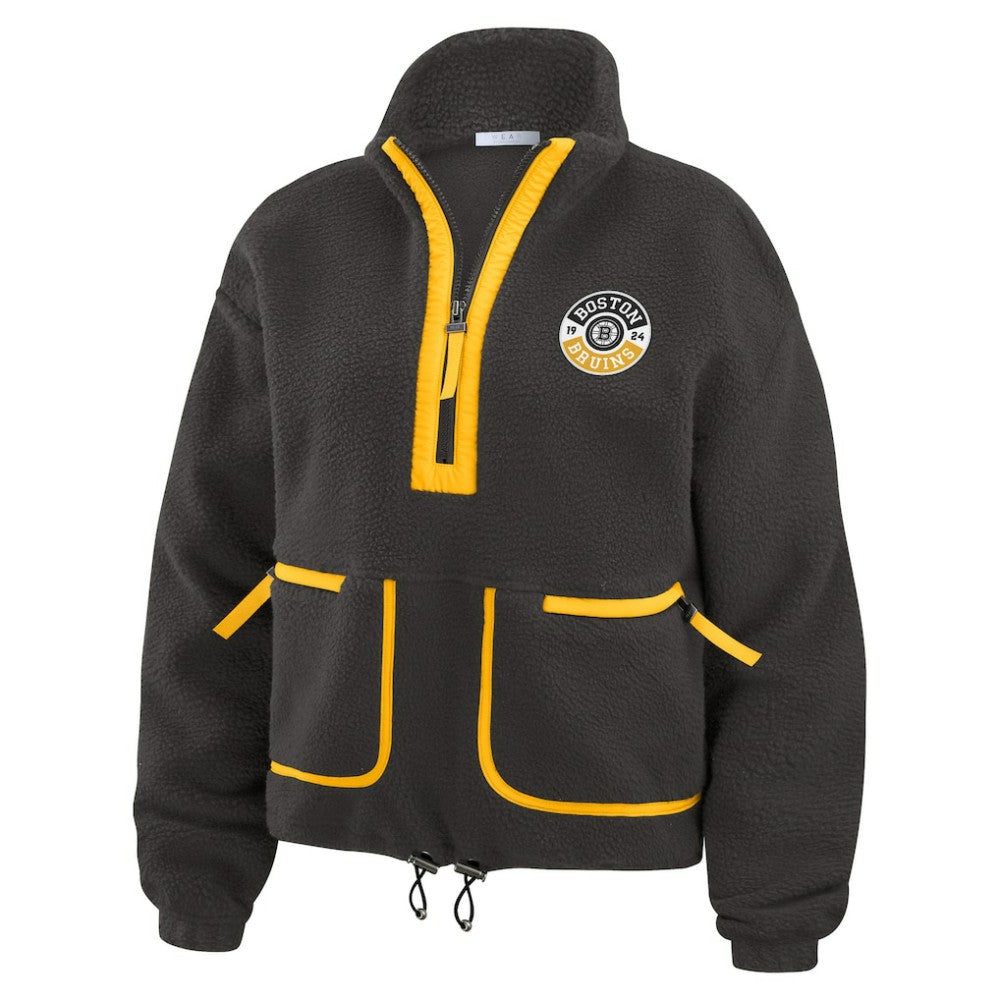 NHL Black Boston Bruins WEAR by Erin Andrews Women's Polar Fleece Half-Zip Jacket