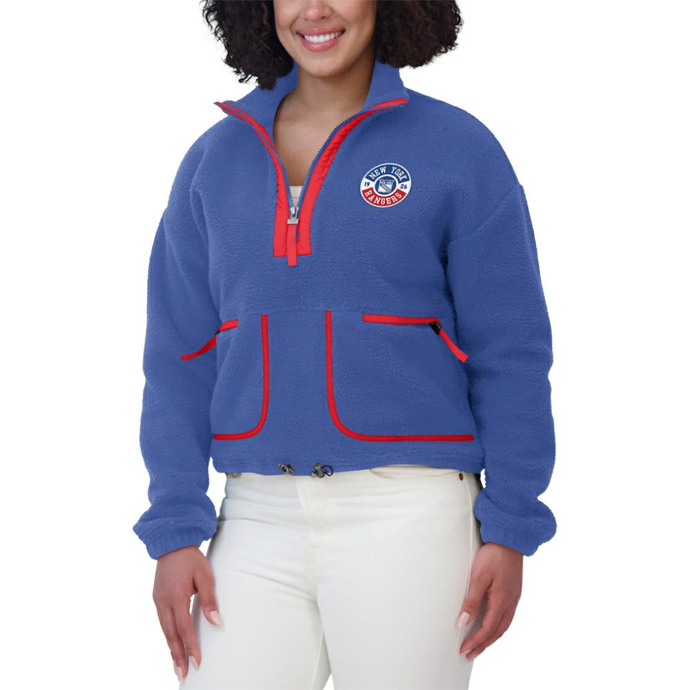 NHL Blue New York Rangers WEAR by Erin Andrews Women's Polar Fleece Half-Zip Jacket