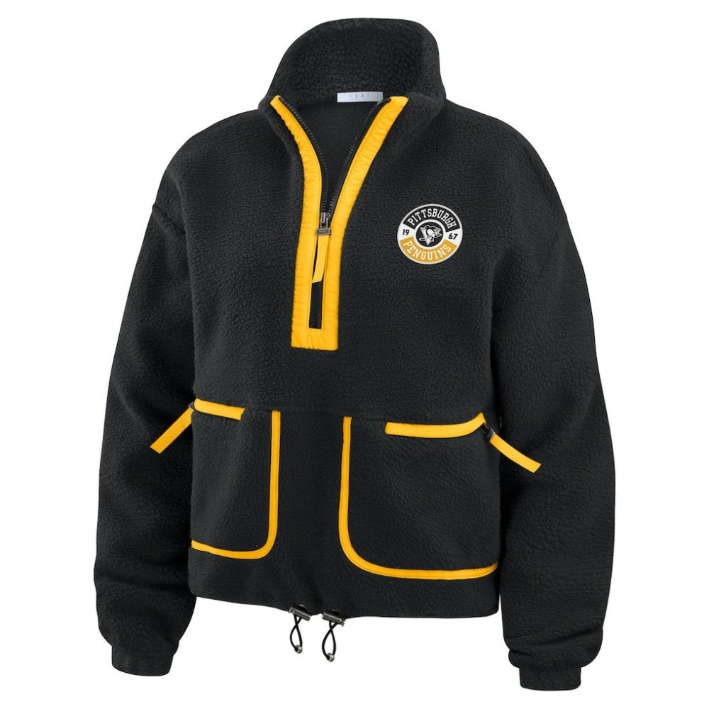 NHL Black Pittsburgh Penguins WEAR by Erin Andrews Women's Polar Fleece Half-Zip Jacket