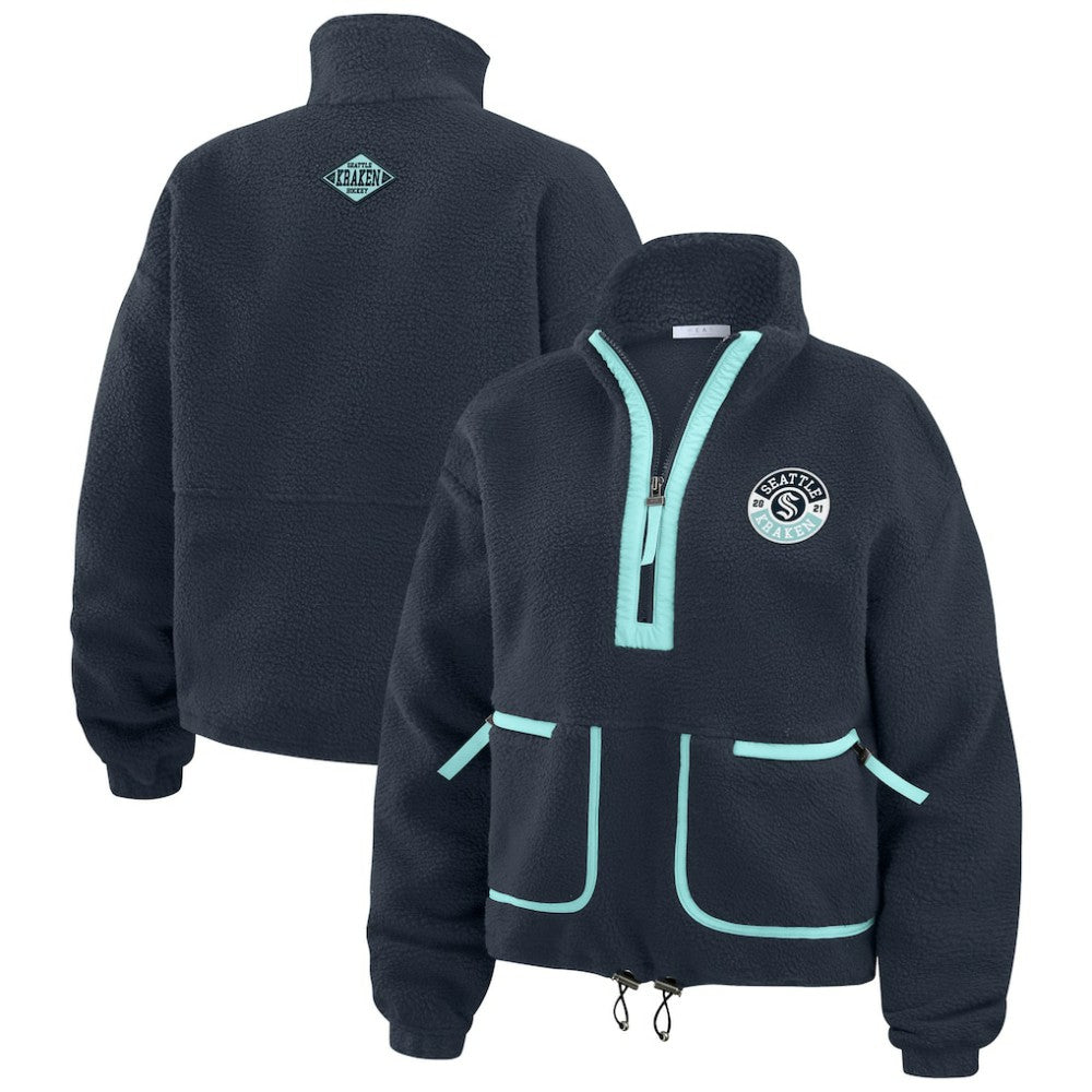NHL Deep Sea Blue Seattle Kraken WEAR by Erin Andrews Women's Polar Fleece Half-Zip Jacket