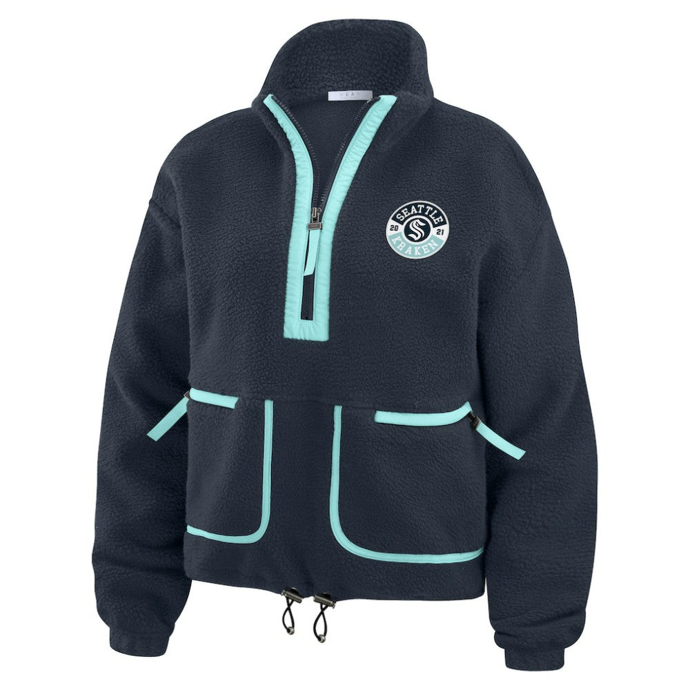 NHL Deep Sea Blue Seattle Kraken WEAR by Erin Andrews Women's Polar Fleece Half-Zip Jacket