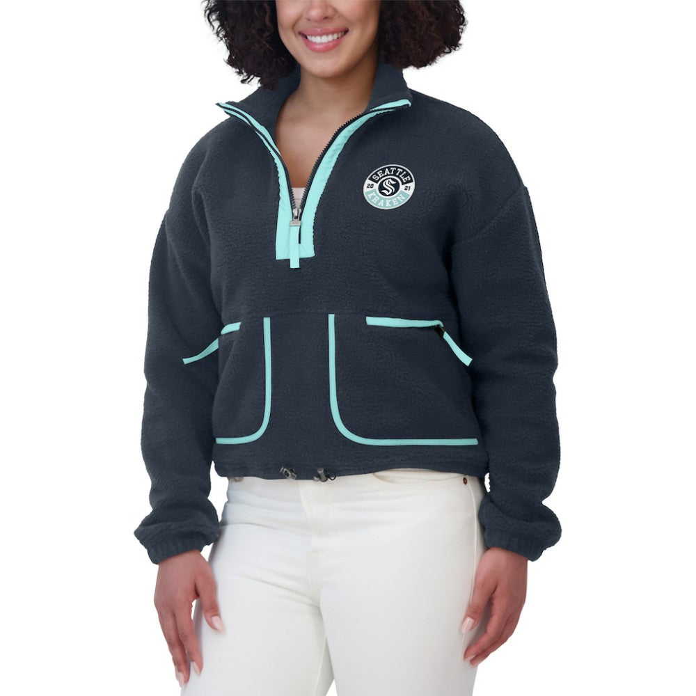 NHL Deep Sea Blue Seattle Kraken WEAR by Erin Andrews Women's Polar Fleece Half-Zip Jacket