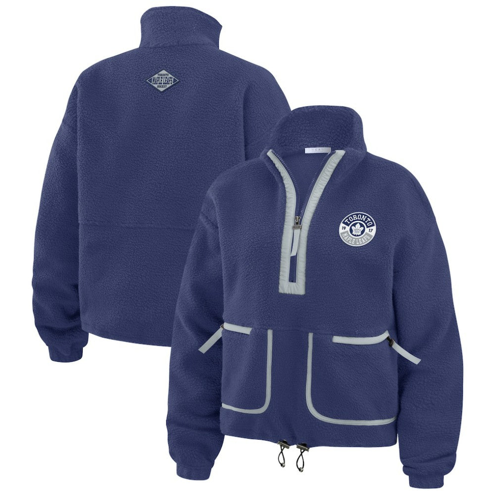 NHL Blue Toronto Maple Leafs WEAR by Erin Andrews Women's Polar Fleece Half-Zip Jacket