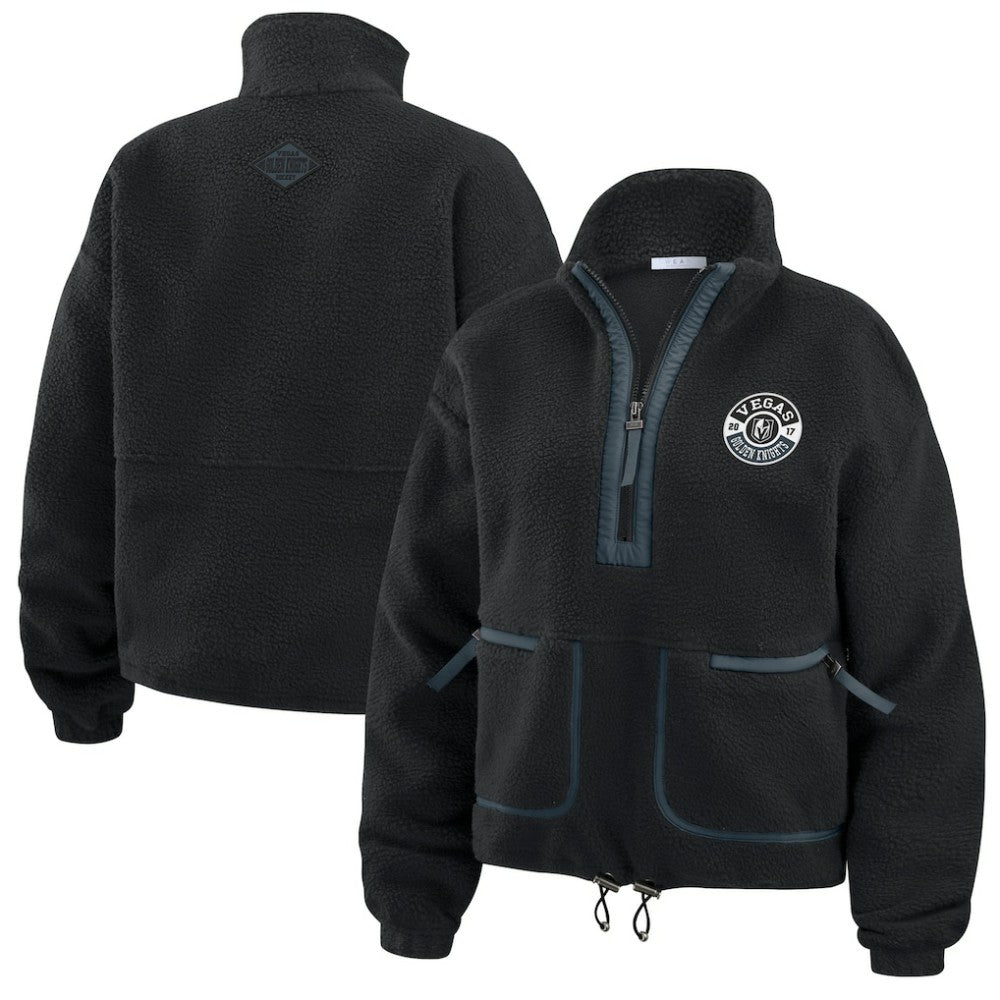 NHL Black Vegas Golden Knights WEAR by Erin Andrews Women's Polar Fleece Half-Zip Jacket