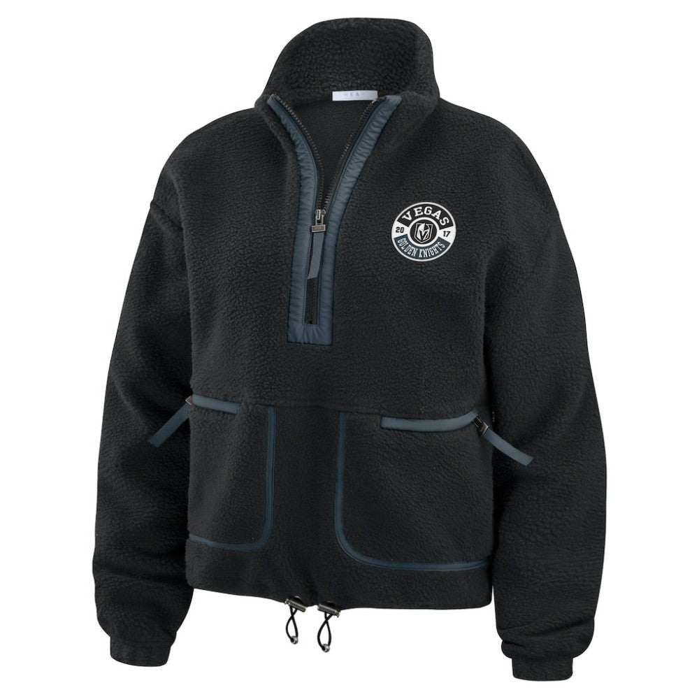 NHL Black Vegas Golden Knights WEAR by Erin Andrews Women's Polar Fleece Half-Zip Jacket