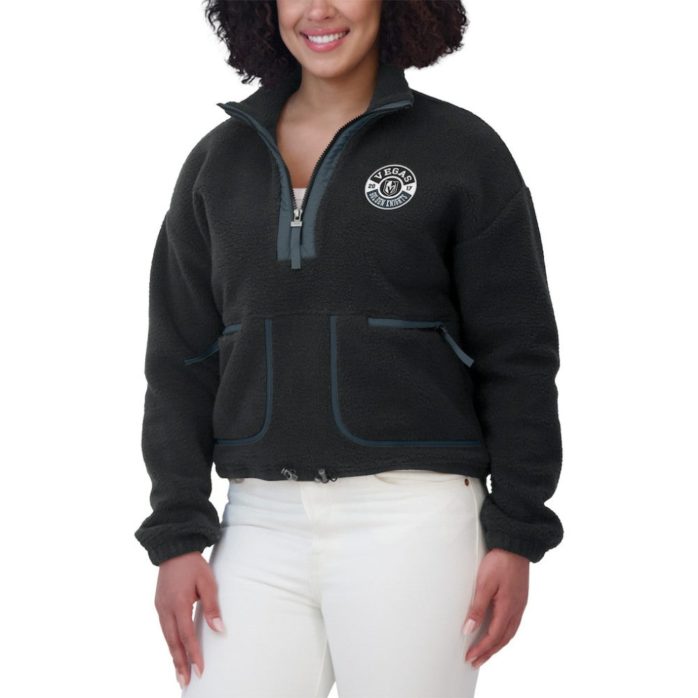 NHL Black Vegas Golden Knights WEAR by Erin Andrews Women's Polar Fleece Half-Zip Jacket