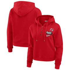 NHL Red New Jersey Devils WEAR by Erin Andrews Women's Waffle-Knit Pullover Hoodie