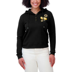 NHL Black Boston Bruins WEAR by Erin Andrews Women's Waffle-Knit Pullover Hoodie