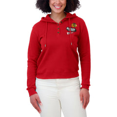 NHL Red Chicago Blackhawks WEAR by Erin Andrews Women's Waffle-Knit Pullover Hoodie