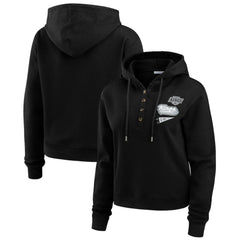 NHL Black Los Angeles Kings WEAR by Erin Andrews Women's Waffle-Knit Pullover Hoodie