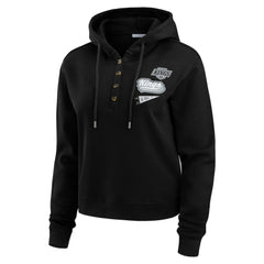 NHL Black Los Angeles Kings WEAR by Erin Andrews Women's Waffle-Knit Pullover Hoodie