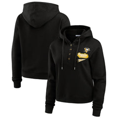 NHL Black Pittsburgh Penguins WEAR by Erin Andrews Women's Waffle-Knit Pullover Hoodie