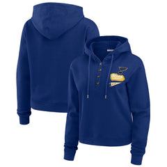 NHL Blue St. Louis Blues WEAR by Erin Andrews Women's Waffle-Knit Pullover Hoodie