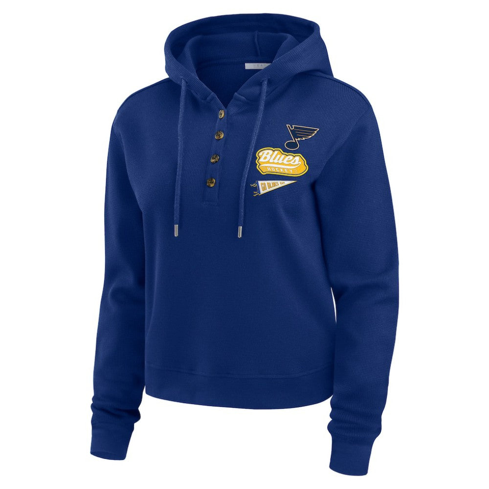NHL Blue St. Louis Blues WEAR by Erin Andrews Women's Waffle-Knit Pullover Hoodie