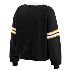 NHL Black Boston Bruins WEAR by Erin Andrews Women's Cropped Lace-Up Sweater