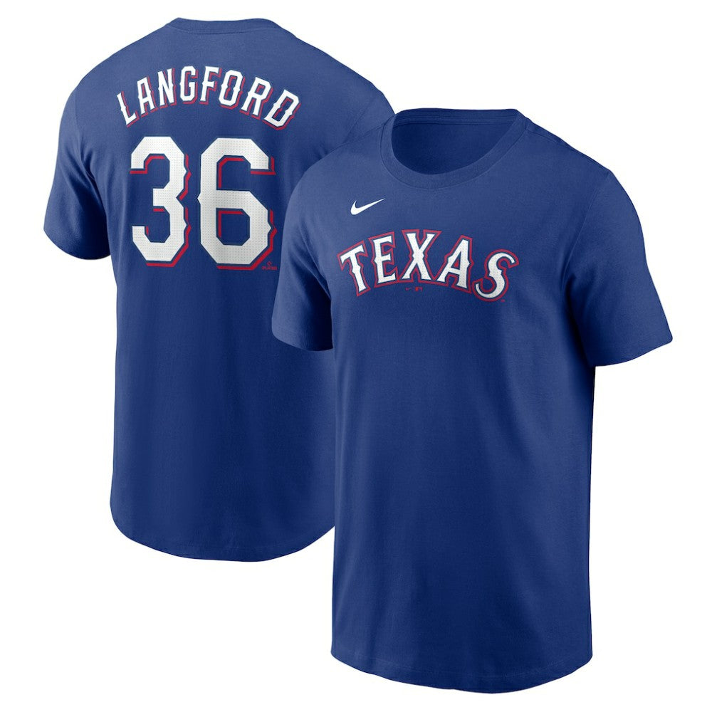 MLB Wyatt Langford Texas Rangers Nike Fuse Name & Number T-Shirt