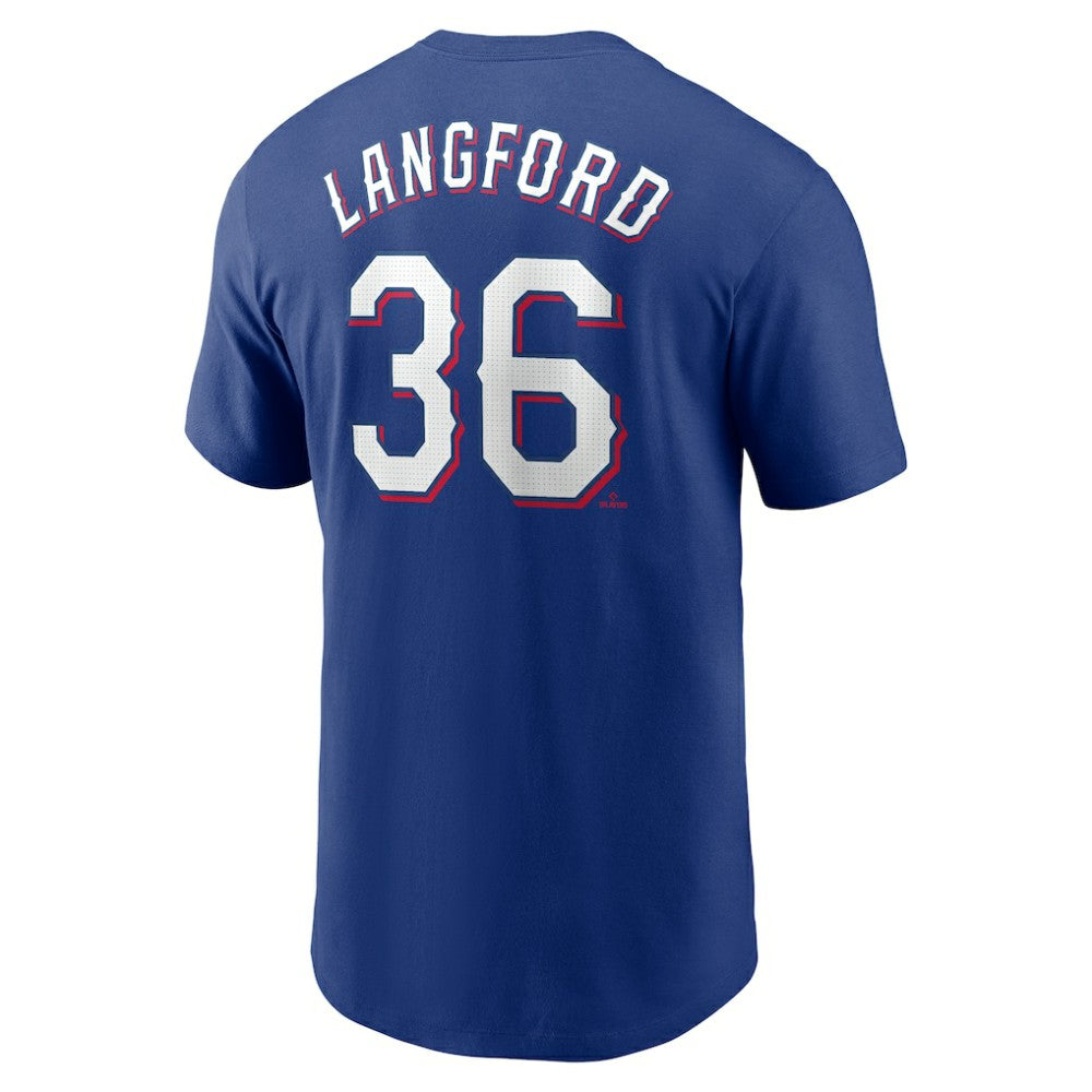 MLB Wyatt Langford Texas Rangers Nike Fuse Name & Number T-Shirt