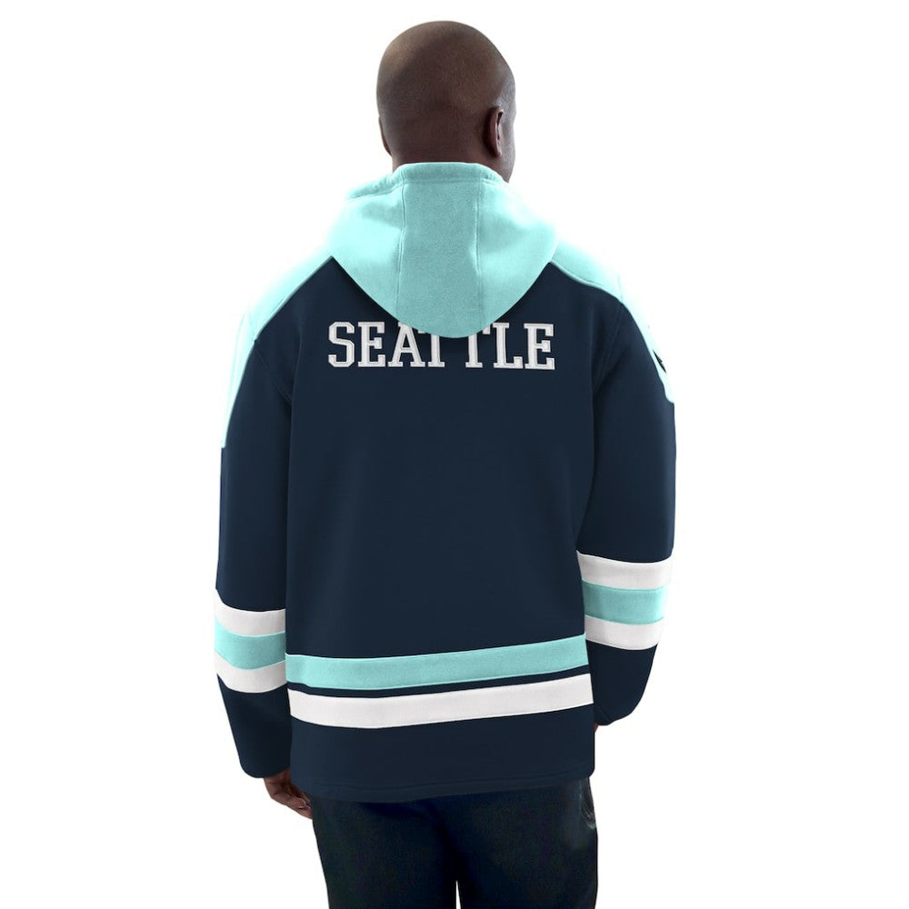 NHL Deep Sea Blue/Light Blue Seattle Kraken Starter Hockey Pullover Hoodie