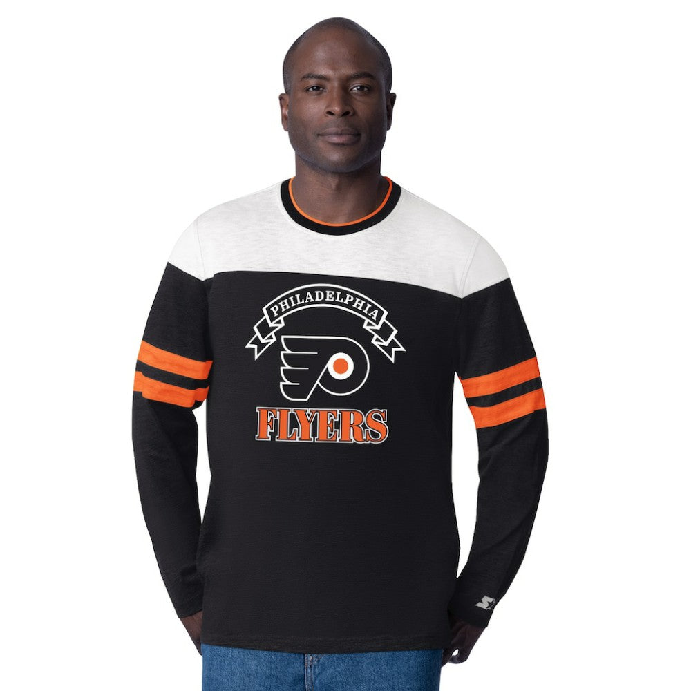 NHL Black Philadelphia Flyers Starter Blitz Durene Long Sleeve T-Shirt