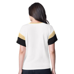 NHL White Vegas Golden Knights G-III 4Her by Carl Banks Women's Rink Oversized Rhinestone V-Neck T-Shirt