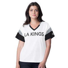 NHL White Los Angeles Kings G-III 4Her by Carl Banks Women's Rink Oversized Rhinestone V-Neck T-Shirt