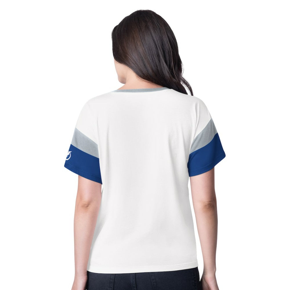 NHL White Tampa Bay Lightning G-III 4Her by Carl Banks Women's Rink Oversized Rhinestone V-Neck T-Shirt