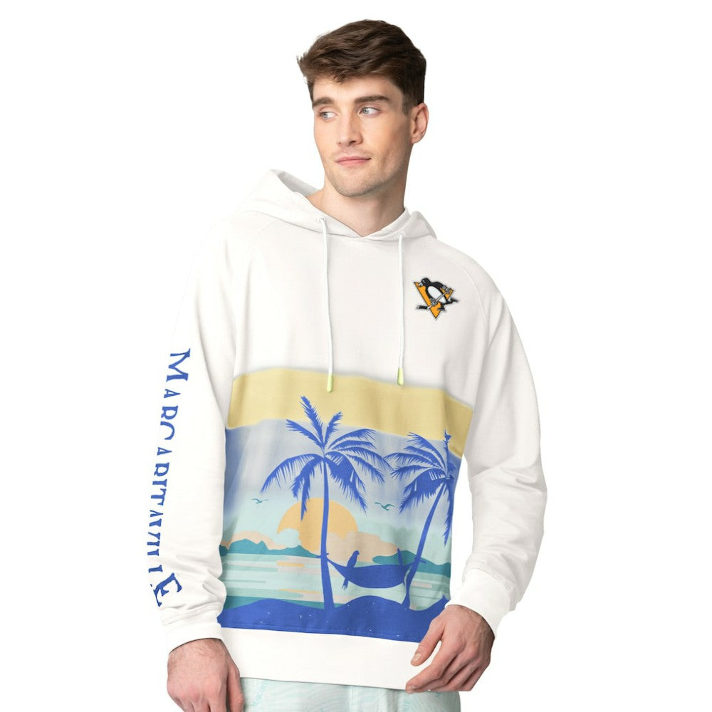 NHL Cream Pittsburgh Penguins Margaritaville Island Dream Peached Pullover Hoodie