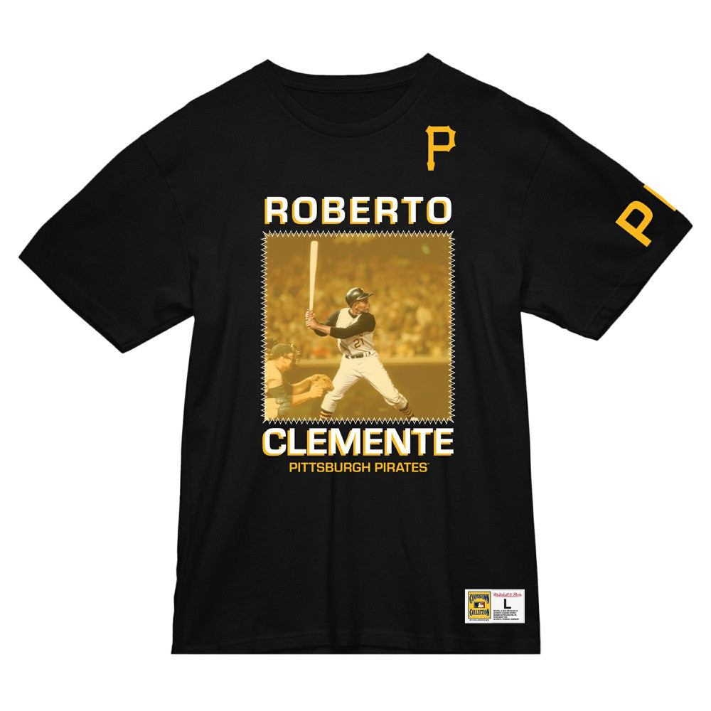 MLB Roberto Clemente Pittsburgh Pirates Mitchell & Ness Cooperstown Collection Heavyweight Premium Player Vintage Logo T-Shirt