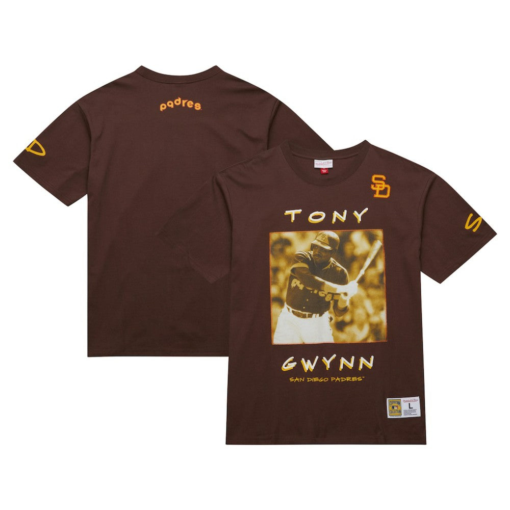 MLB Tony Gwynn San Diego Padres Mitchell & Ness Cooperstown Collection Heavyweight Premium Player Vintage Logo T-Shirt