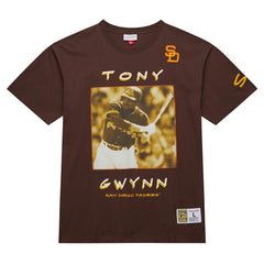 MLB Tony Gwynn San Diego Padres Mitchell & Ness Cooperstown Collection Heavyweight Premium Player Vintage Logo T-Shirt