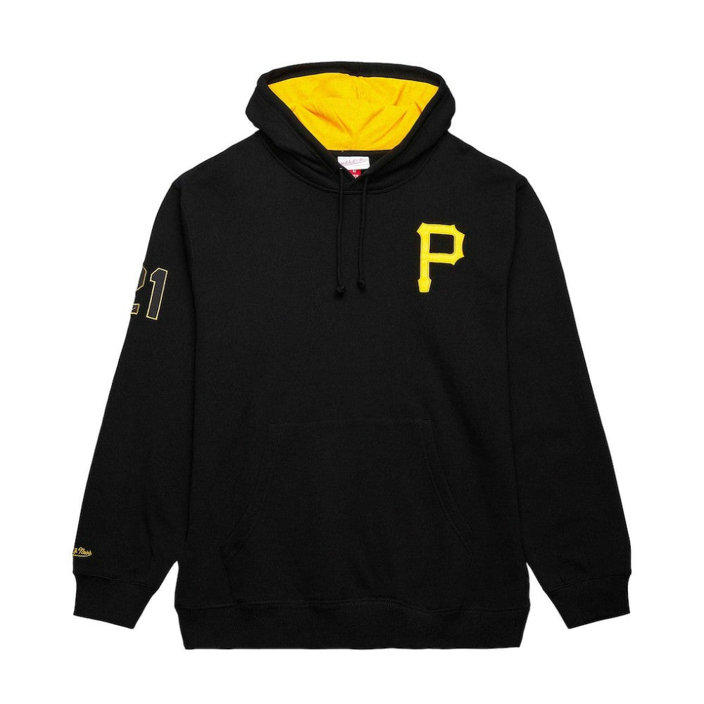 MLB Roberto Clemente Pittsburgh Pirates Mitchell & Ness Vintage Logo Name & Number Pullover Hoodie