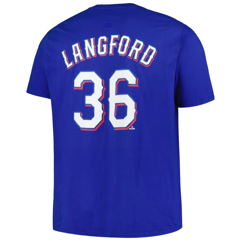 MLB Wyatt Langford Texas Rangers Fanatics Big & Tall Name & Number T-Shirt