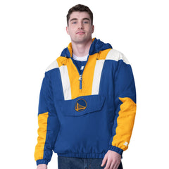 NBA Golden State Warriors Starter Charger Half-Zip Pullover Jacket- Royal/Gold sale