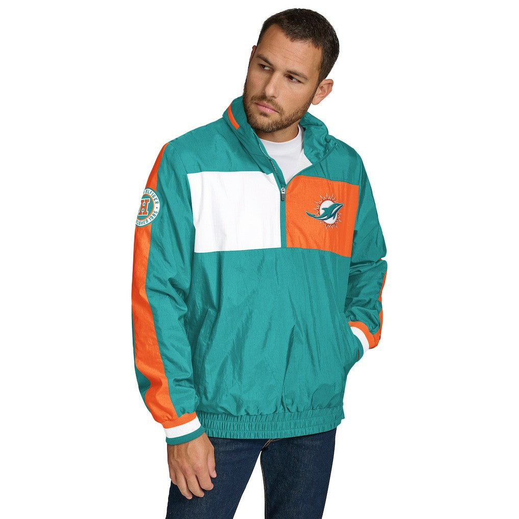 Tommy Hilfiger Gael Lightweight Half-Zip Hoodie Jacket - Miami Dolphins