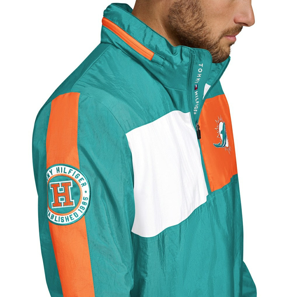 Tommy Hilfiger Gael Lightweight Half-Zip Hoodie Jacket - Miami Dolphins