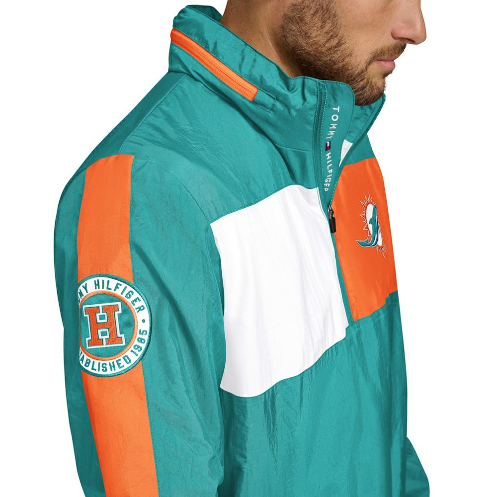 Tommy Hilfiger Gael Lightweight Half-Zip Hoodie Jacket - Miami Dolphins