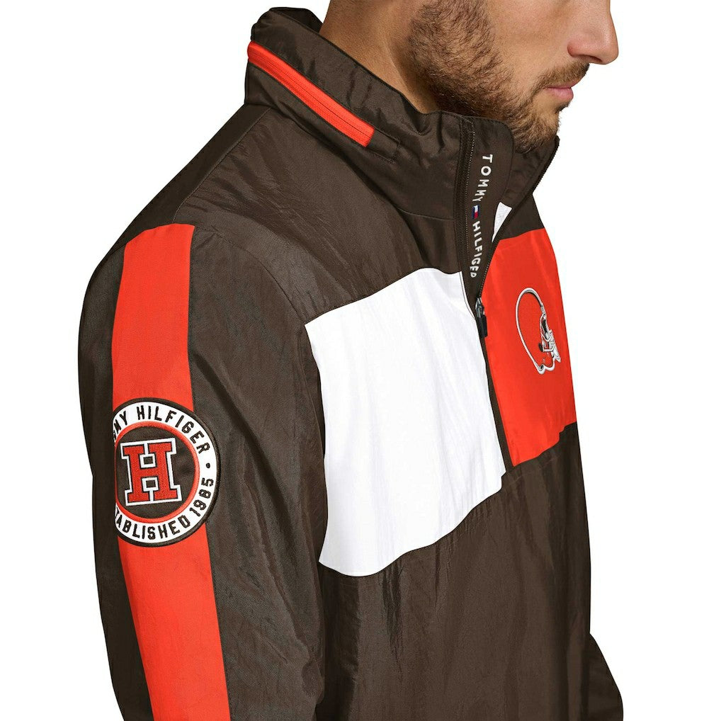 Tommy Hilfiger Gael Lightweight Half-Zip Pullover Hoodie Jacket - Cleveland Browns