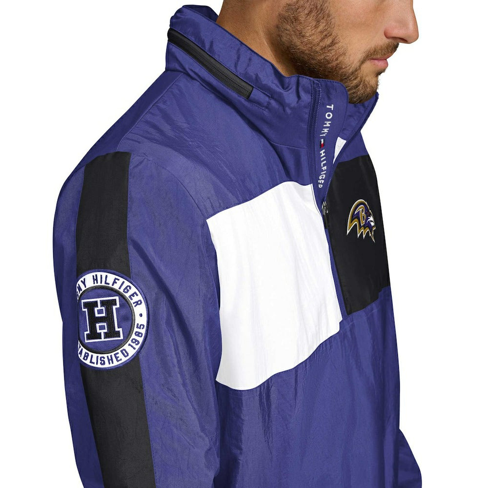 Tommy Hilfiger Gael Lightweight Half-Zip Pullover Hoodie Jacket - Baltimore Ravens