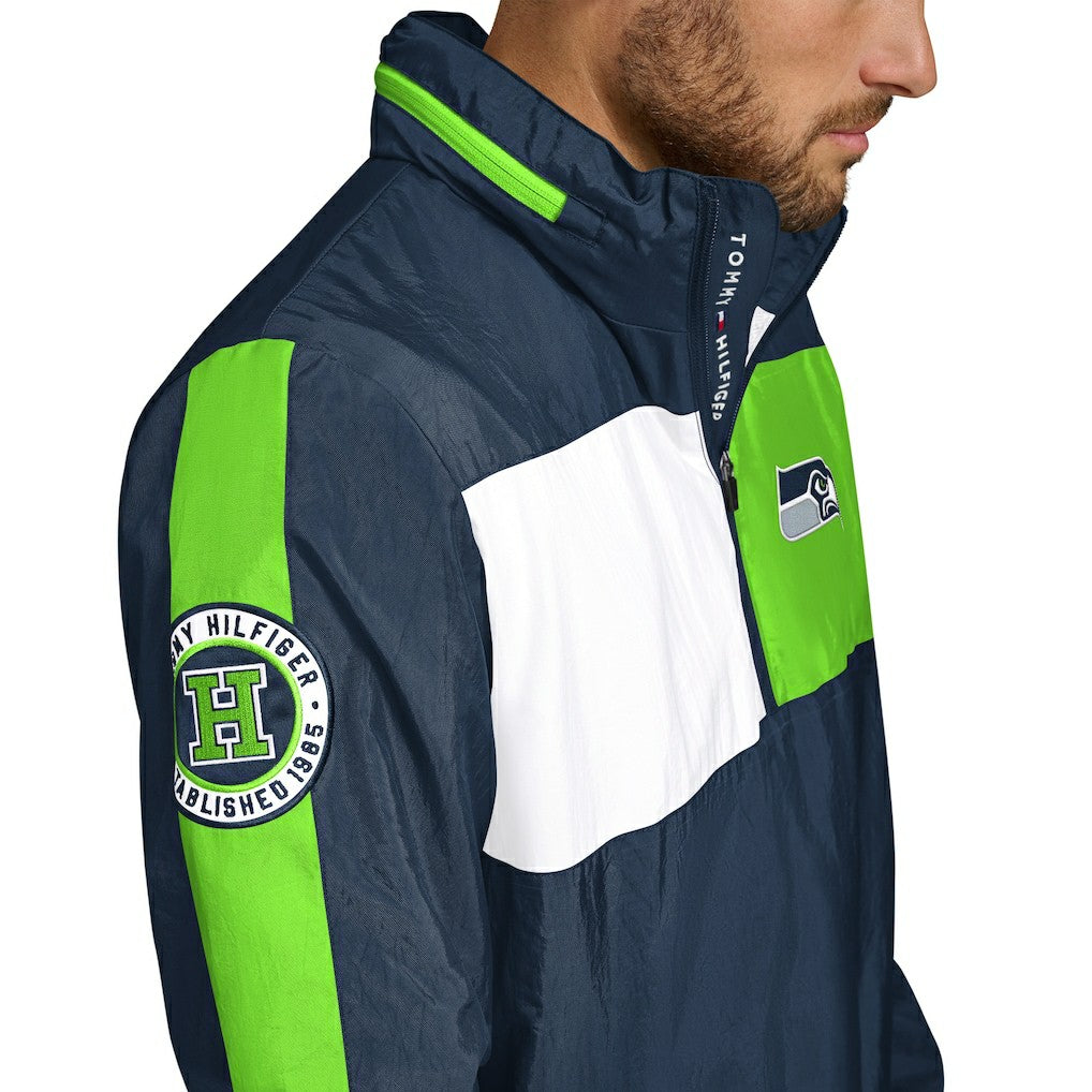 Tommy Hilfiger Gael Lightweight Half-Zip Pullover Hoodie Jacket - Seattle Seahawks