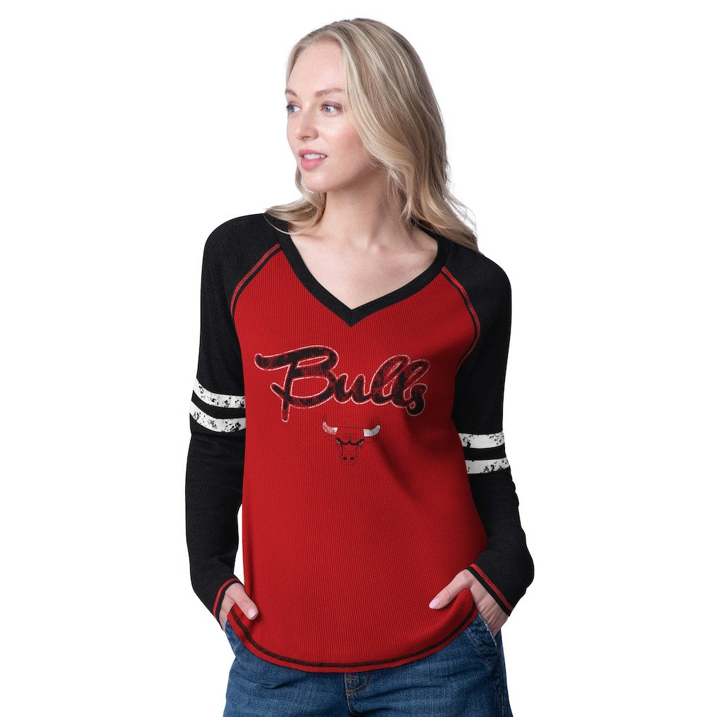 NBA Chicago Bulls G-III 4Her by Carl Banks Women's Winner Waffle Knit Thermal Long Sleeve Tri-Blend T-Shirt sale