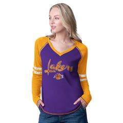 NBA Los Angeles Lakers G-III 4Her by Carl Banks Women's Winner Waffle Knit Thermal Long Sleeve Tri-Blend T-Shirt