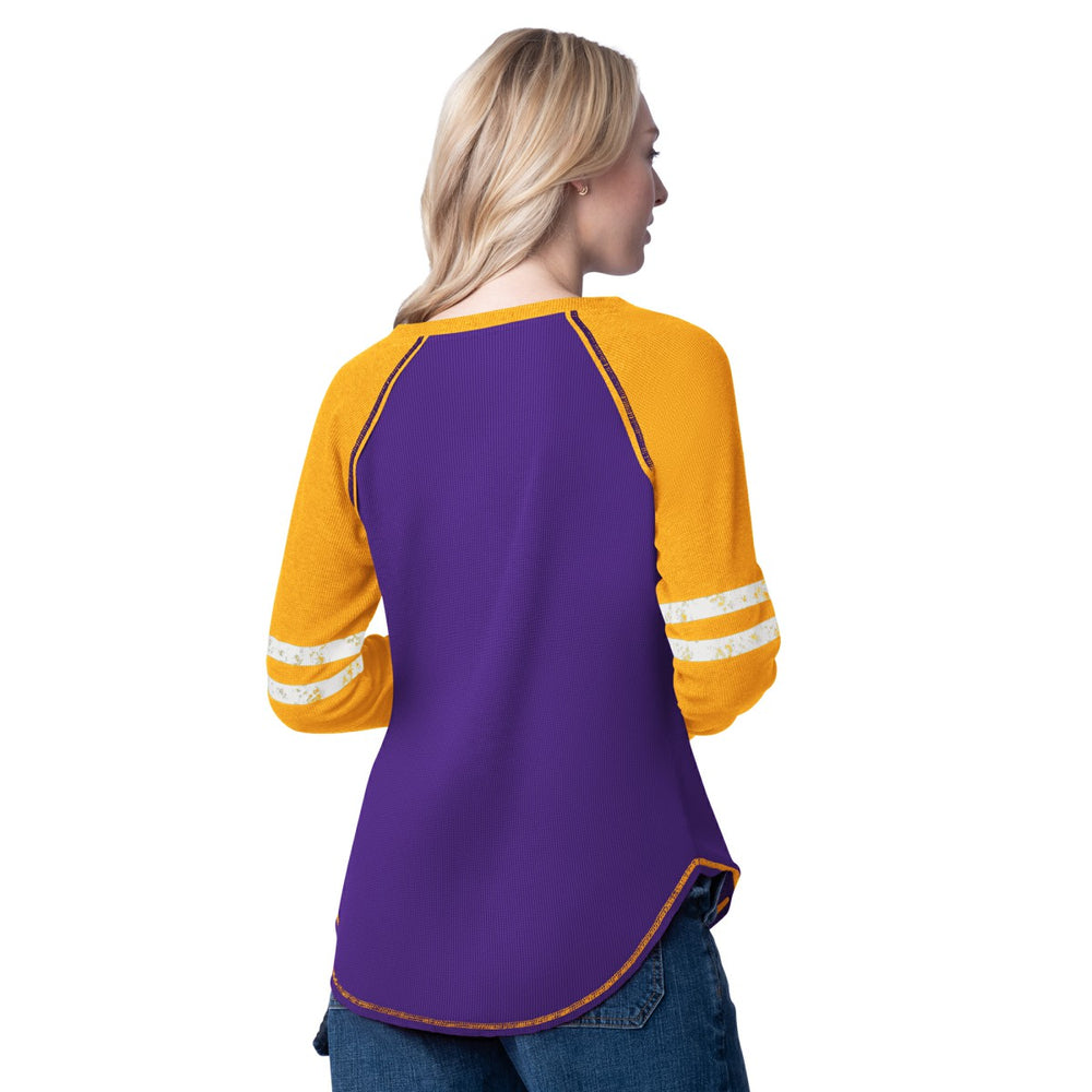 NBA Los Angeles Lakers G-III 4Her by Carl Banks Women's Winner Waffle Knit Thermal Long Sleeve Tri-Blend T-Shirt