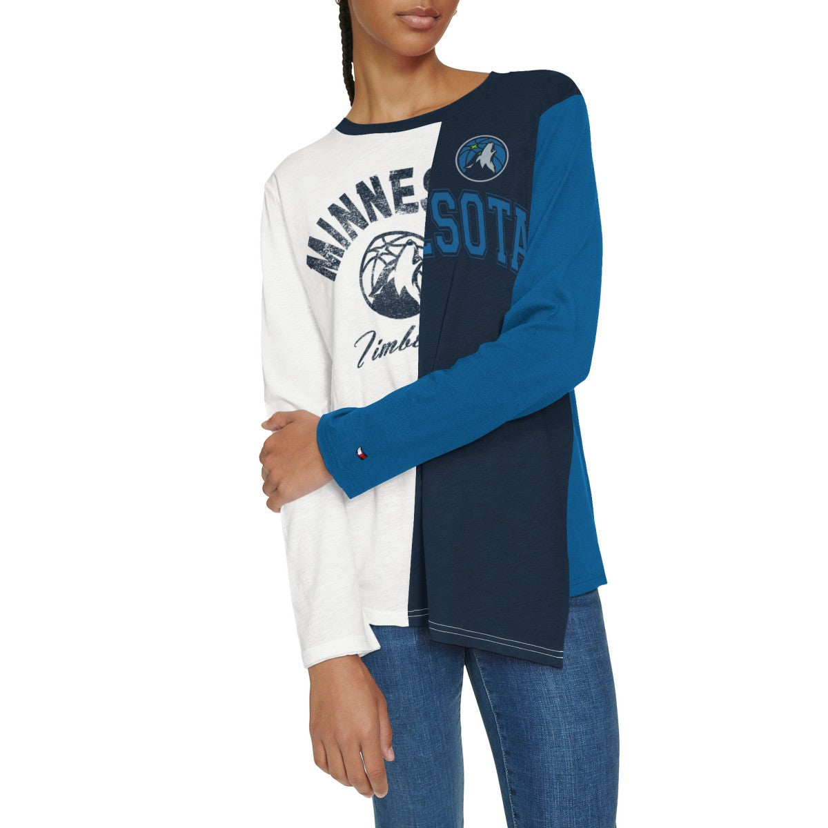 NBA Minnesota Timberwolves Tommy Jeans Women's Amelia Color Blocked Long Sleeve T-Shirt