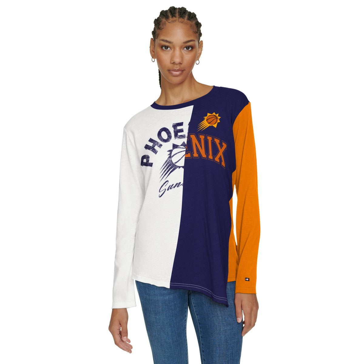 NBA Phoenix Suns Tommy Jeans Women's Amelia Color Blocked Long Sleeve T-Shirt