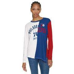 NBA Philadelphia 76ers Tommy Jeans Women's Amelia Color Blocked Long Sleeve T-Shirt