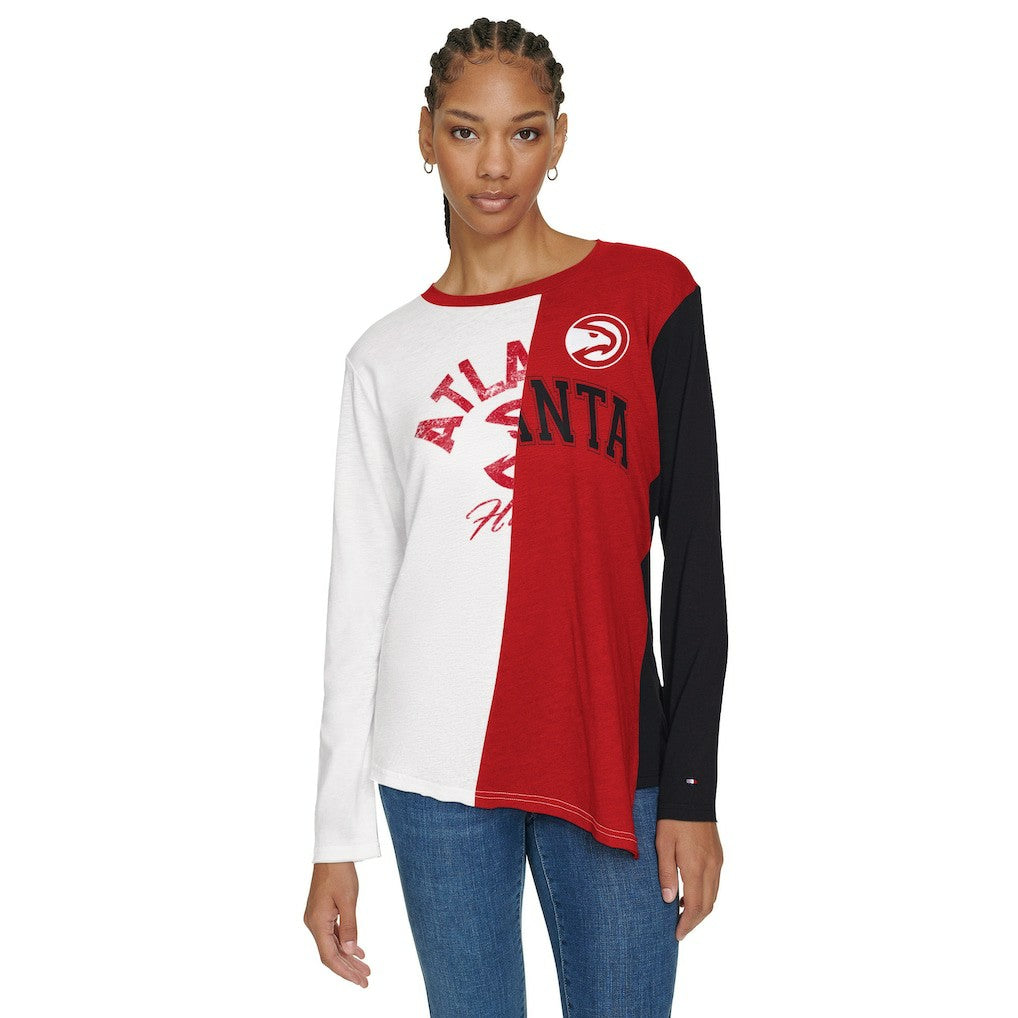 NBA Atlanta Hawks Tommy Jeans Women's Amelia Color Blocked Long Sleeve T-Shirt