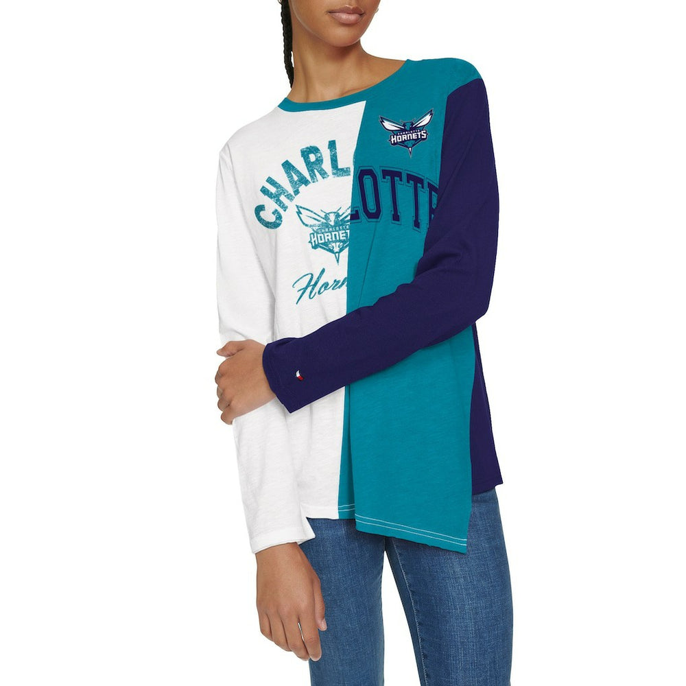 NBA Charlotte Hornets Tommy Jeans Women's Amelia Color Blocked Long Sleeve T-Shirt
