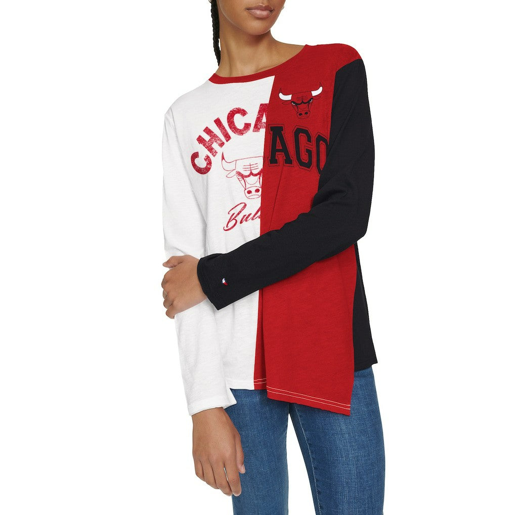 NBA Chicago Bulls Tommy Jeans Women's Amelia Color Blocked Long Sleeve T-Shirt sale