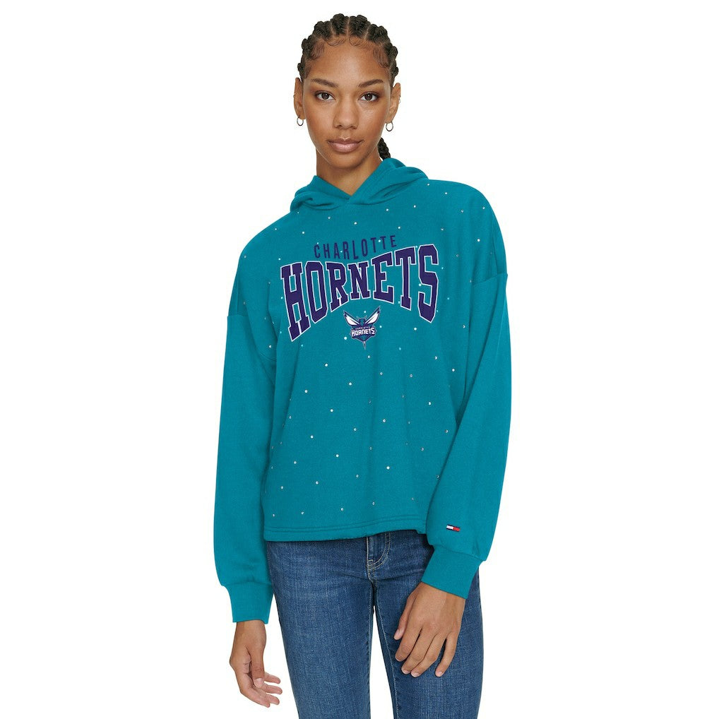 NBA Charlotte Hornets Tommy Jeans Women's Stella Cropped Pullover Hoodie