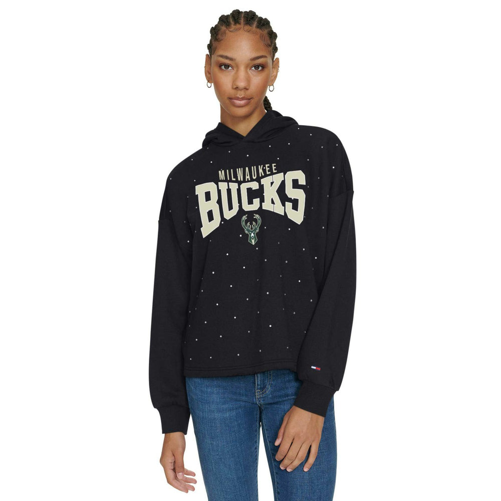 NBA Milwaukee Bucks Tommy Jeans Women's Stella Cropped Pullover Hoodie